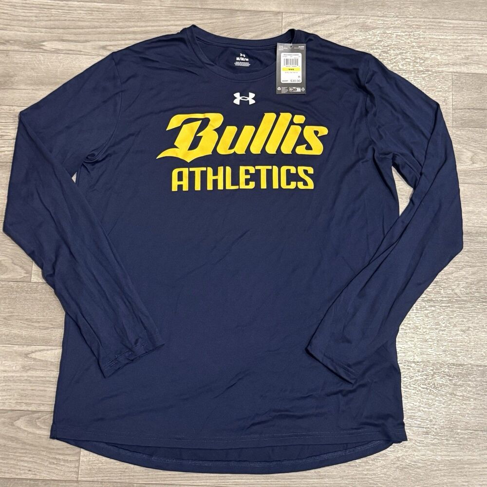 NWT Under Armour Mens Medium M Team Tech Long Sleeve Shirt Bullis Athletics Navy
